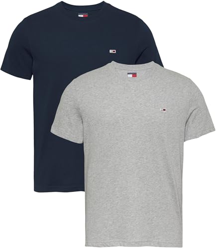 Tommy Jeans Herren TJM Xslim 2pack Jersey Tee EXT Dm0dm20687, Multi (Grey Htr/Dark Night Navy), L