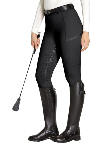 FitsT4 Sports Reitleggings Damen Reithose Silikon vollbesatz Handytasche