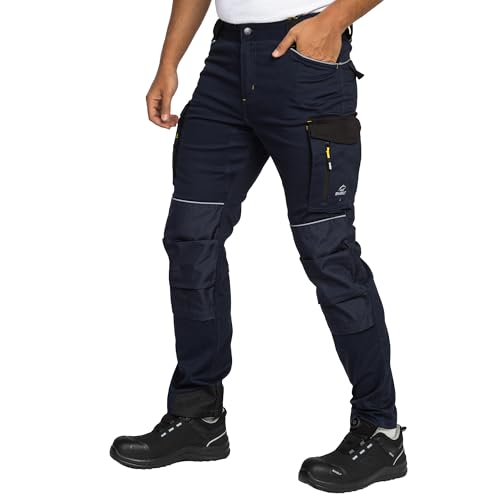 BWOLF Daytona Arbeitshosen Männer Stretch Arbeitshose Herren Arbeitshosen Cargo Arbeitskleidung Männer mit vielen Taschen (Blau, XL)