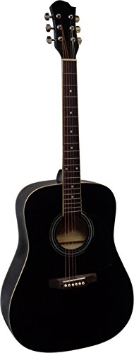 4/4 WESTERNGITARRE - AKUSTIKGITARRE - SCHWARZ - STAHLSAITEN - DECKE LINDENHOLZ - ENDKNOPF - INSTRUMENT - SCHLAGBRETT - CW170