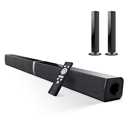 HoYLluDLL Soundbar für TV Geräte, 32 Zoll Teilbare 2-in-1-Soundbar Bluetooth Sound Bar mit 3 EQ-Modi und 3D Surround Sound, TV Lautsprecher Soundbars mit ARC/Optical/Aux, Schwarz