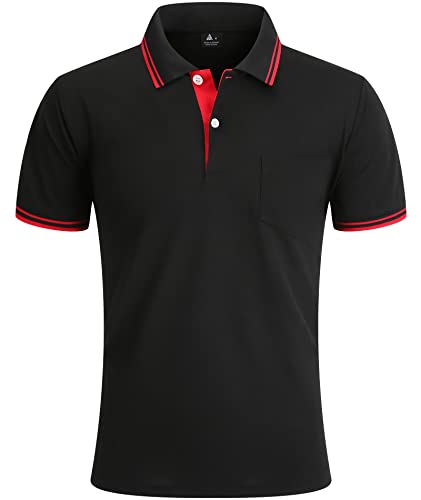 SPEEDRUN Polo Shirt Tshirt Herren Kurzarm Polohemd für Herren mit Brusttasche Slim Fit Sommer Schnelltrocknend Atmungsaktives Golf Tennis Arbeit Polo Hemd T-Shirt Casual