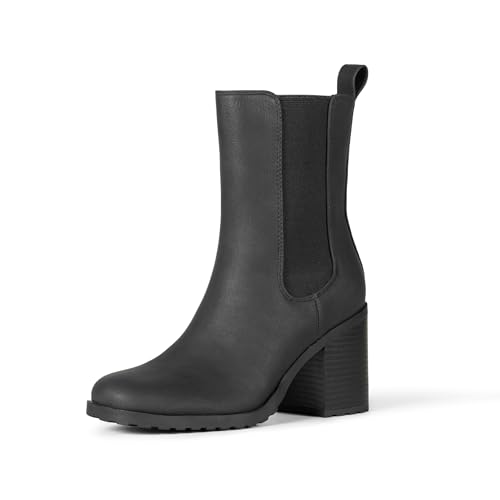 Amazon Essentials Damen Halbhohe Chelsea-Stiefel Absatz, Schwarz, 43 EU