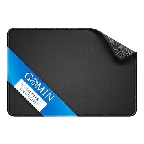 Gomin Mauspad 28x20cm - Rutschfestes Mousepad mit Vernähte Kanten - Mouse Pad Wasser dicht ohne störendes Logo - Mausunterlage aus langlebigen Material - Leichtes Gleiten für alle Maustypen, Schwarz