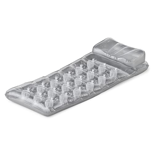 Intex 58894EU - Aufblasbare Luftmatratze mit 18 Löchern und Kopfkissen, Vinyl, Grau, 188x71 cm