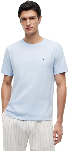 Tommy Hilfiger Herren T-Shirt Kurzarm Seasonal Solid Tee mit Rundhalsausschnitt, Blau (Sky Blue), XL