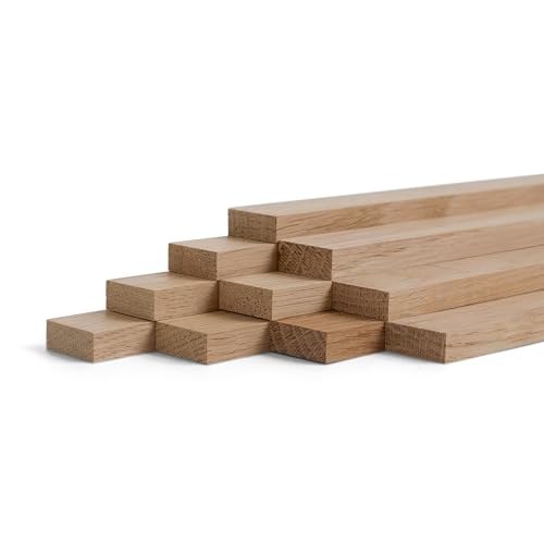 Woodsellers® 10er‑Set Holzleisten Eiche gehobelt 500 × 20 × 8 mm – Massivholzleisten naturbelassen & verleimfertig – für Möbelbau, Innenausbau & DIY