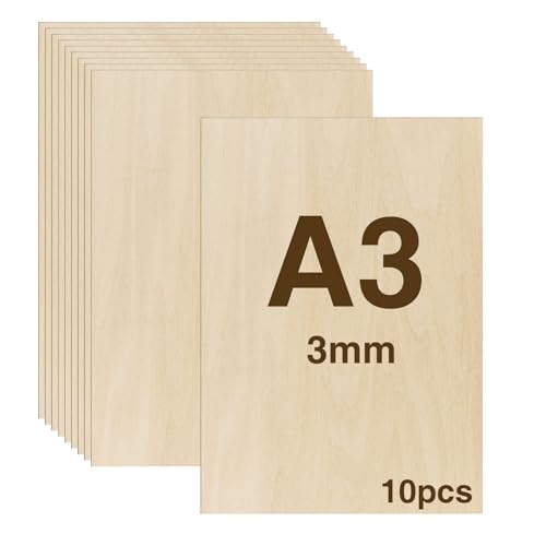 WISYOK A3 Sperrholaplatte, 10pcs 3mm Sperrholz, 420×300mm