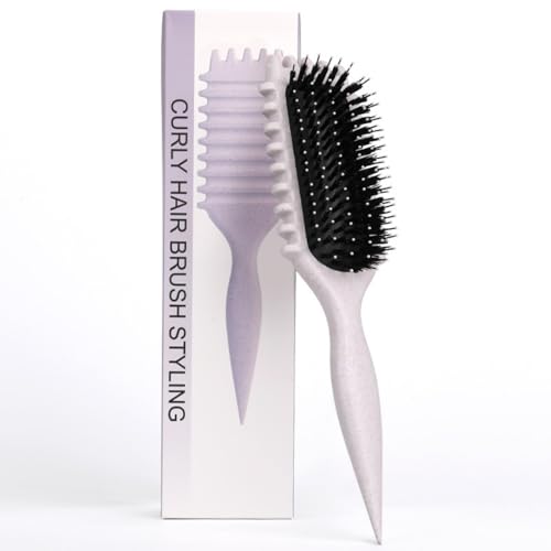 Lockenbürste & Curly Hair Brush für Lockiges Haar - Verbessert den Sprung der Locken, Reduziert Frizz bei welligem und curly Haar - Ergonomisches Design für alle Haartexturen (Beige)