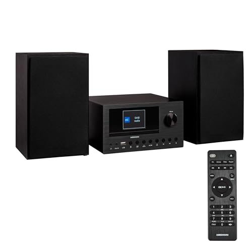 MEDION P85003 Micro Audio System Kompaktanlage (Internetradio, DAB+, PLL UKW Radio, Bluetooth, USB Anschluss, AUX, 2x150 W)