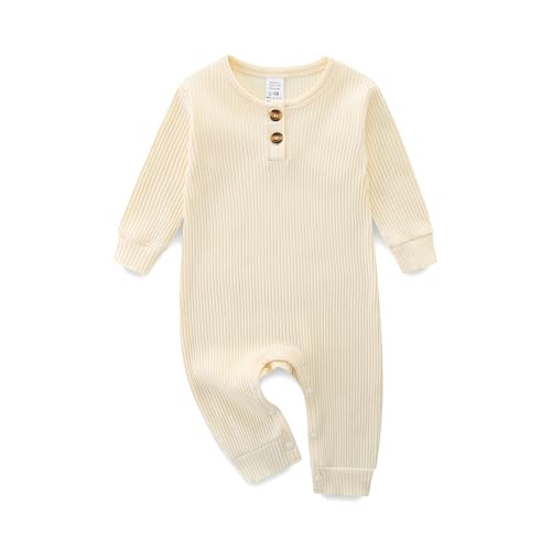 KIDDLETOWN Baby Strampler, Baby Schlafanzug, Baumwolle Strampler Neugeborene, Langarm Schlafanzug Schlafstrampler Pyjama Kleidung Neugeborene Babykleidung für Mädchen und Jungen 0-3 Monate