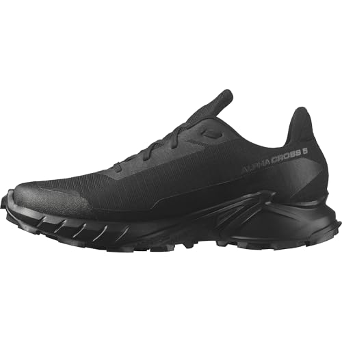 Salomon Alphacross 5 Gore-Tex wasserdichte Herren Trail-Laufschuhe, Starker Grip, Wasser- und Wetterschutz, Anhaltender Komfort, Black, 44 2/3