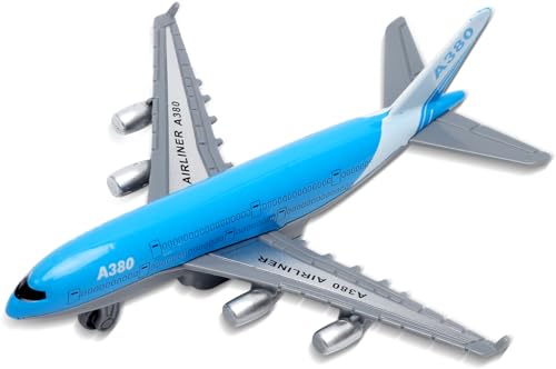 UOCAI Airbus A380 Flugzeug Spielzeug – Mini Metall Flugzeug Modell mit Rückziehfunktion, Airplane Modelle, Perfekt als Flughafen Spielzeug und Geschenk (14 cm Länge)