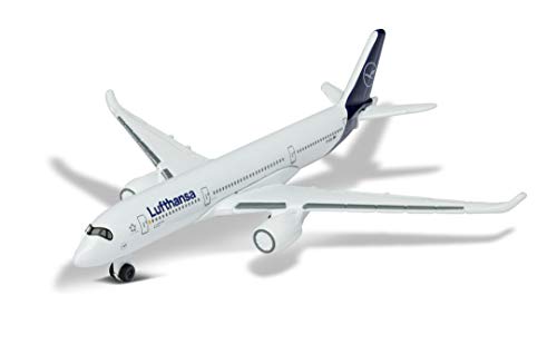 Majorette Airbus 350 Lufthansa Spielzeugflugzeug (13 cm) - Lizenziertes Metall-Modell im Originaldesign für Kinder ab 3 Jahren - 212057980Q02, Weiß