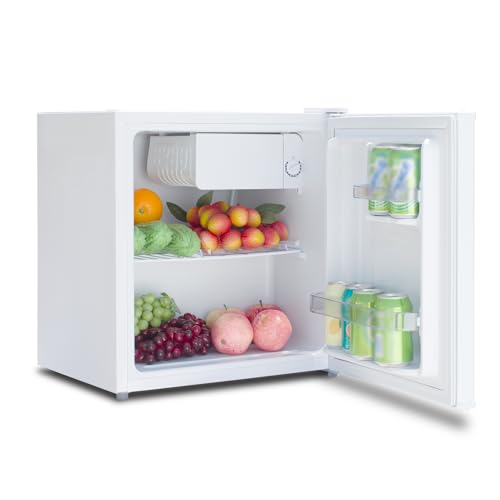 Techomey Mini Kühlschrank 45L, Kühlschrank klein ohne gefrierfach, Minikühlschrank mit Umkehrbare Tür, kleiner kühlschrank leise für Küche,Büro,Schlafzimmer,kleine Wohnungen, Hotels,0-10℃, Weiß