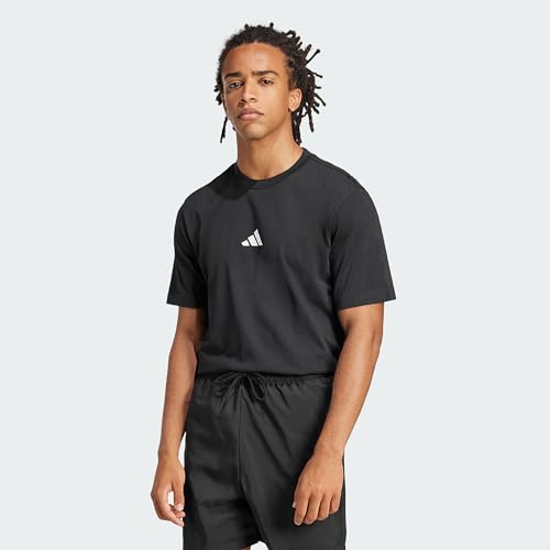 adidas Herren Essentials Small Logo Single Jersey Shirt, Black/White, L