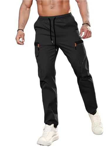 Hidkat Herren Outdoor Cargohosen leicht schnelltrocknend Wanderhosen Jogger mit elastischem Bund vielen Taschen für Reise Freizeit Alltag
