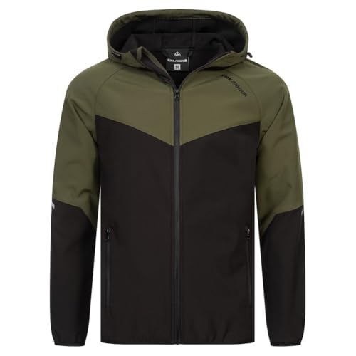Kirkjubøur® Hestur Herren SOFTSHELLjacke 10.000 mm Wassersäule mit Kapuze und Fleecefutter, atmungsaktiv und wasserabweisend (DE/NL/SE/PL, Alphanumerisch, L, Regular, Regular, Njordr Grün)