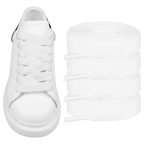 Endoto 2 Paare Schnürsenkel für Alexander McQueen Sneaker Schuhe, Flache Schuhbänder Ersatz Shoelaces Laces (Weiß, 55 Zoll)