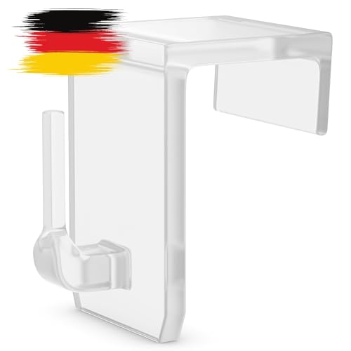 Raumhero Fensterhaken 100% Made in Germany - zum Einhängen (26 Stk.) Haken für Fenster Deko, Aufhänger Fensterdeko, Lichterkette, Weihnachtsstern - Haken transparent (Klemmbereich: 21-25 mm)