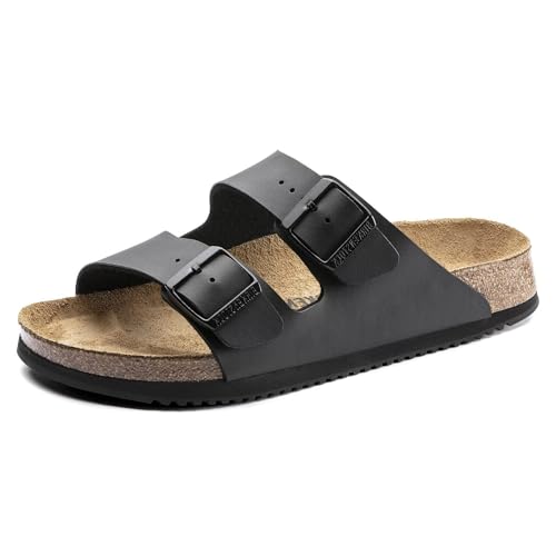 Birkenstock Sandale Arizona, Superlauf, Birko-Flor, schwarz, schmal, Größe 42 1018223-42 (Pantolette Schuh Halbschuh Latsche Zweischnaller Berufsschuh Schuhe Birki Arizona Slipper Pantoffel)