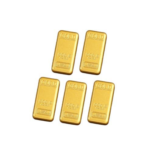 5 stück Replika-Goldbarren Legierungs-Goldbarren Realistische Goldbarren für Bastelarbeiten Dekorative Replika Filmrequisite Mini-Goldbarren für Filmbühne Piratenparty Heimdekoration Scherzartikel