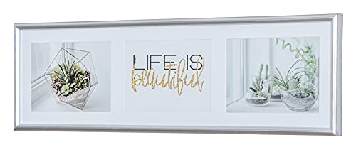 levandeo Galerierahmen 3 Fotos 13x18 Passepartout Silber Bilderrahmen Fotorahmen Collage Fotocollage Galerie Wohndeko Wanddeko