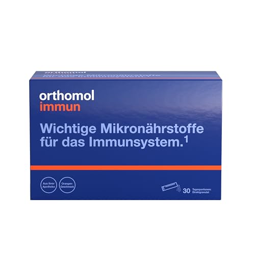 Orthomol Immun Direktgranulat Orange: 25 Nährstoffe zur Unterstützung des Immunsystems*, u.a. mit Vitamin C, Vitamin D und Zink als Beitrag zu einer normalen Funktion des Immunsystems, 30 Stk.
