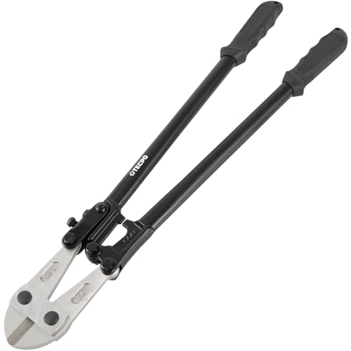 TECPO Bolzenschneider Chrom-Vanadium-Stahl mit 12mm Schneidleistung, Bolzenschere mit gehärteten Backen - Zum Schneiden von Metallstangen, Schrauben, Schlössern, Nieten, Vorhängeschloss (600mm)