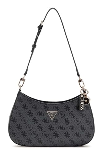 GUESS Noelle II Top Zipper Shoulder Bag Coal Logo