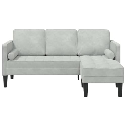 vidaXL Sofa Set Hellgrau 173 x 131 x 67 cm Samt, Stylische Gartensofa, rechteckig, Bequeme Kissen, wetterfestes 4-Sitzer Möbel für die Terrasse