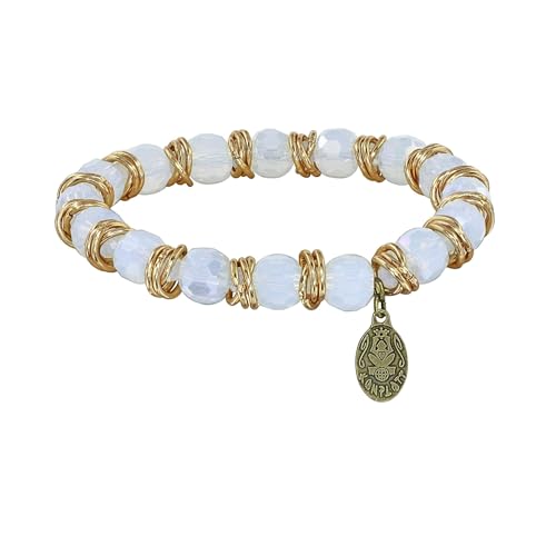 Konplott Armband elastisch Festival weiß antik Messing