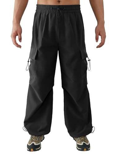 APTRO Herren Cargohose Weitbein Wasserabweisende Schwarz L