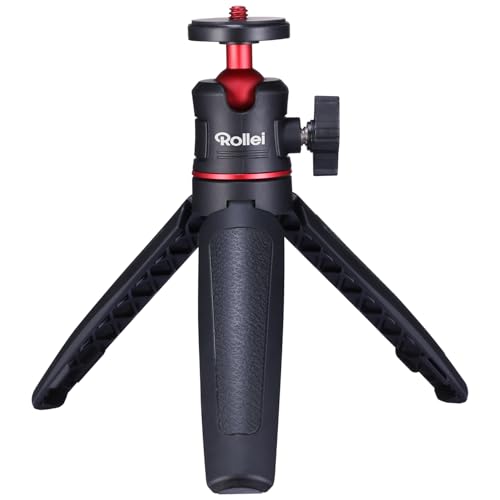 Rollei Ministativ Comfort Desktop, Tischstativ mit 360° Kugelkopf für DSLR DSLM & Kompakt-Kameras Mini Stativ Tragbar 2-in-1 Kamerastativ Klein & Handy Stativ, Ministativ-Handystativ-Tischstativ-Klein