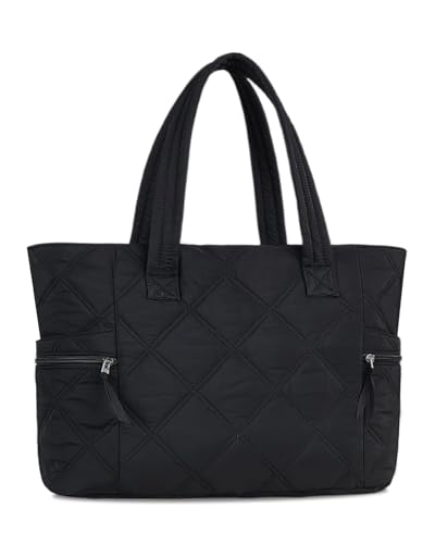 Prite gesteppte Einkaufstasche für Frauen Große Puffer Reise Umhängetasche Handtasche Leichte flauschige Lehrerin Krankenschwester Tasche für Arbeit, Fitnessstudio, Schule