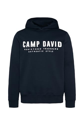 Camp David Herren Basic Hoodie mit Logo Print Blue Navy XXL