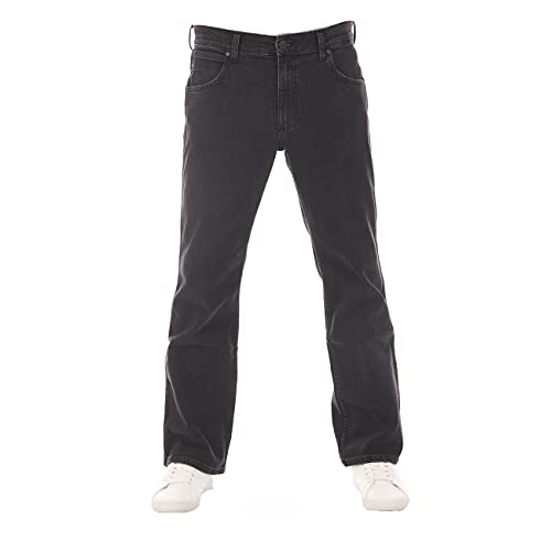 Wrangler Herren Jeans Bootcut Jacksville Hose Schwarz Jeanshose Männer Baumwolle Denim Stretch Black w36, Farbe: Black Out, Größe: 36W / 32L