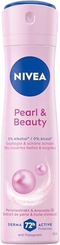 NIVEA Pearl & Beauty Deo Spray, Antitranspirant mit Perlenextrakten & Avocadoöl für gepflegte Achselhaut, effektives Deodorant ohne Ethylalkohol mit 72h Schutz (150 ml)