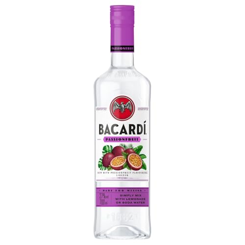 BACARDÍ Passionfruit, Rumspirituose mit Passionsfruchtgeschmack, 27 Vol.-%, 70 cl/700 ml, glutenfrei, hergestellt mit weißem Rum und natürlichen Aromen, perfekt zum Mixen von Cocktails