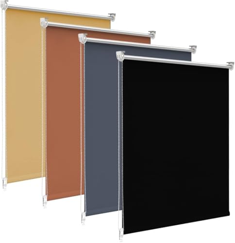 bobodeco Verdunklungsrollo ohne Bohren & mit Bohren, Verdunkelungsrollo Klemmfix, Schwarz B45x H170cm (Stoffbreite 45cm), Thermorollo Sichtschutz und Sonnenchutz, Rollos für Fenster & Tür