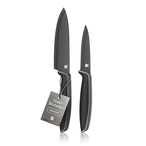 WMF Touch Messerset 2-teilig, Küchenmesser mit Schutzhülle, Messer Set Spezialklingenstahl antihaftbeschichtet, scharf, Kochmesser, Gemüsemesser, schwarz
