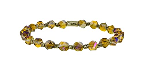 Konplott: Armband Petit Glamour d´Afrique yellow single, edles geschliffenes Kristallarmband in gelbbraun mit Zwischenelementen, für Damen/Frauen