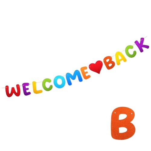 Welcome Back Girlande Glitzer Willkommen Zurück Banner Bunt Schulbanner Dekoration mit Gelieferte Seil für Schuldekoration
