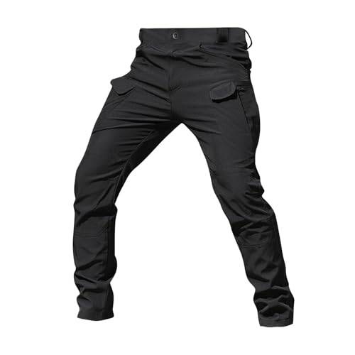 Generisch Outdoor Hose Herren, Taktische wasserdichte Cargo Militär Outdoorhose Wanderhose Männer Mit Taschen Herren Chino Koch Hosen Für Arbeitsbekleidung Arbeitshosen Stretch (XXL, Black)
