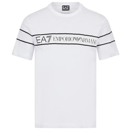 Emporio Armani T-Shirt EA7 für Herren, Kurzarm, Rundhalsausschnitt, 3ZPT62 PJ03Z, Weiß, Large