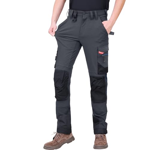 WORK IDEA Herren Slim-Fit Stretch Arbeitshose: Kritische Stoffbereiche aus Cordura – strapazierfähige Eleganz für vielfältige Arbeitsanforderungen.