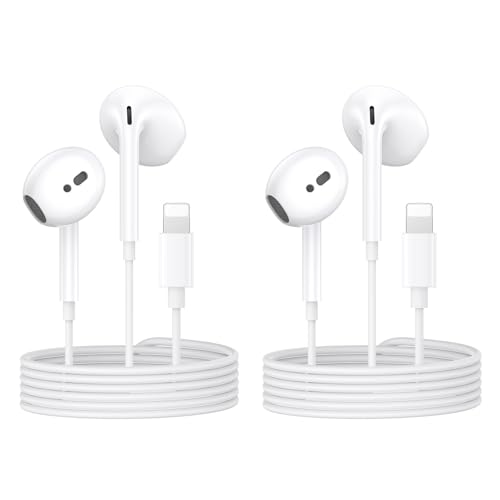 iPhone 14 13 12 11 Kopfhörer mit Kabel, 2Pack [MFi-Zertifiziert] In Ear Kabelkopfhörer mit Mikrofon und HiFi Stereo Ohrhörer für iPhone14 Plus Pro Max/XR/XS/X/SE/8/7/iPad Air Mini Unterstützt alle iOS