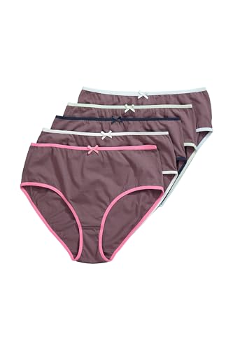 Ulla Popken Damen große Größen Übergrößen Plus Size Midislips, 5er-Pack, farbige Kanten