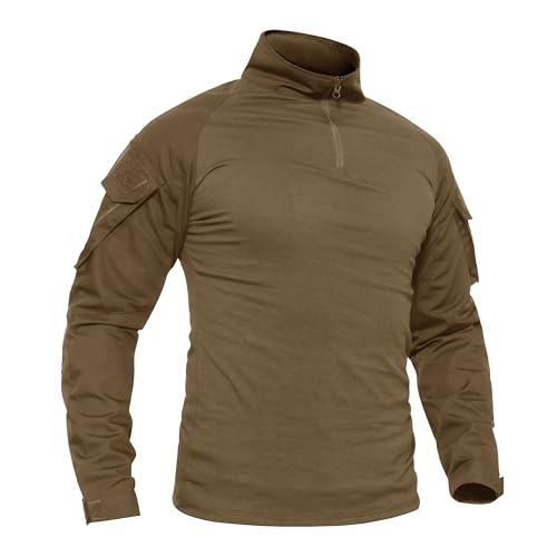 TACVASEN Herren Tactical Combat Shirt Langarm Paintball Army Hemd T-Shirt