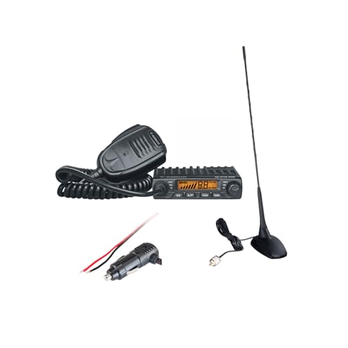 Albrecht AE 6110 VOX CB-Funkgerät + CBM-516 Magnetantenne, mit integrierter VOX-Funktion zum Sprechen im Fahrzeug, LED-Bildschirm, Scan-Funktion, 4 Watt AM/FM, Schwarz, 12613.S3